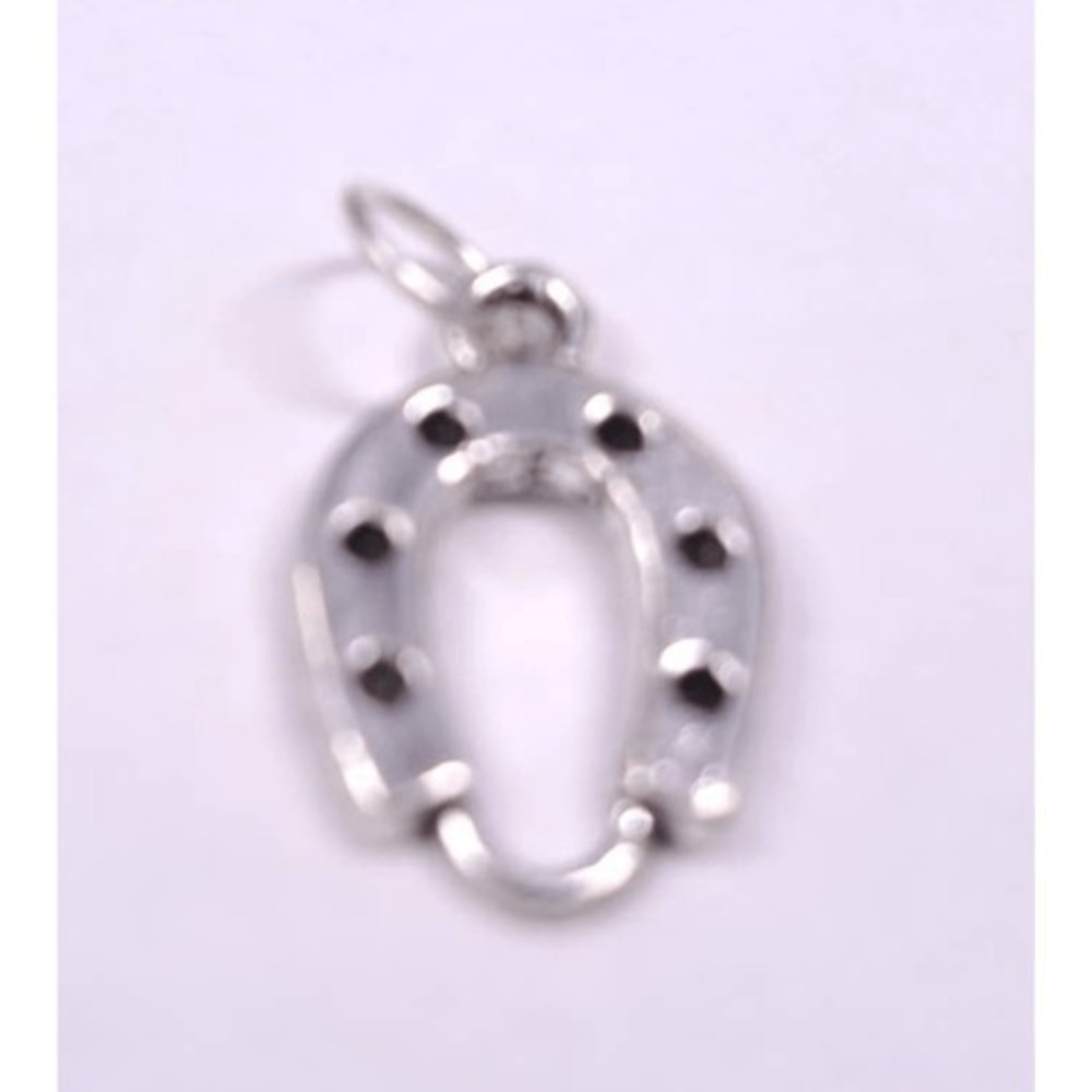 Horse Shoe Pendant Charm Silver Tone Equine Equestrian Cowboy Cowgirl Western
